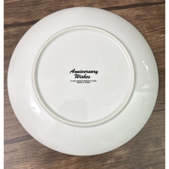 Enesco 40th ANNIVERSARY WISHES | Porcelain Plate | 8.5 Inches | Japan | 1983 - Picture 3 of 4